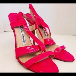 Manolo Blahnik Hot Pink Strappy Heels